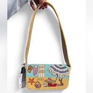 Beach seaside tanning umbrella beaded Shoulder Bag made in india